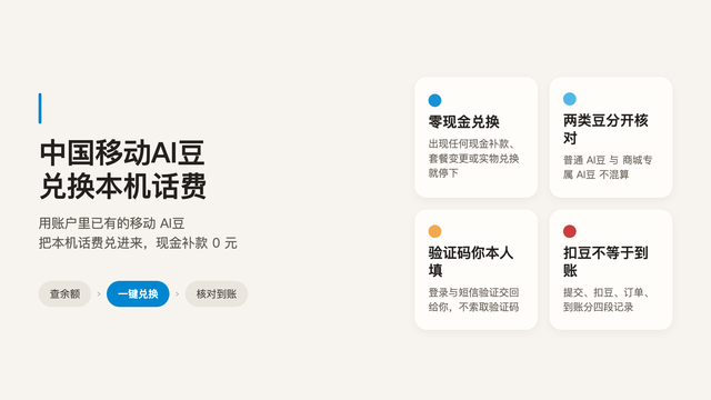 中国移动AI豆兑换本机话费 preview