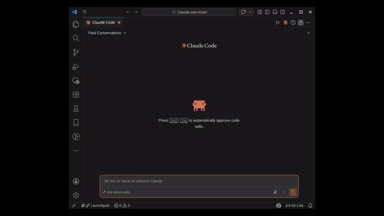 Claude SEO /seo command demo in Claude Code terminal