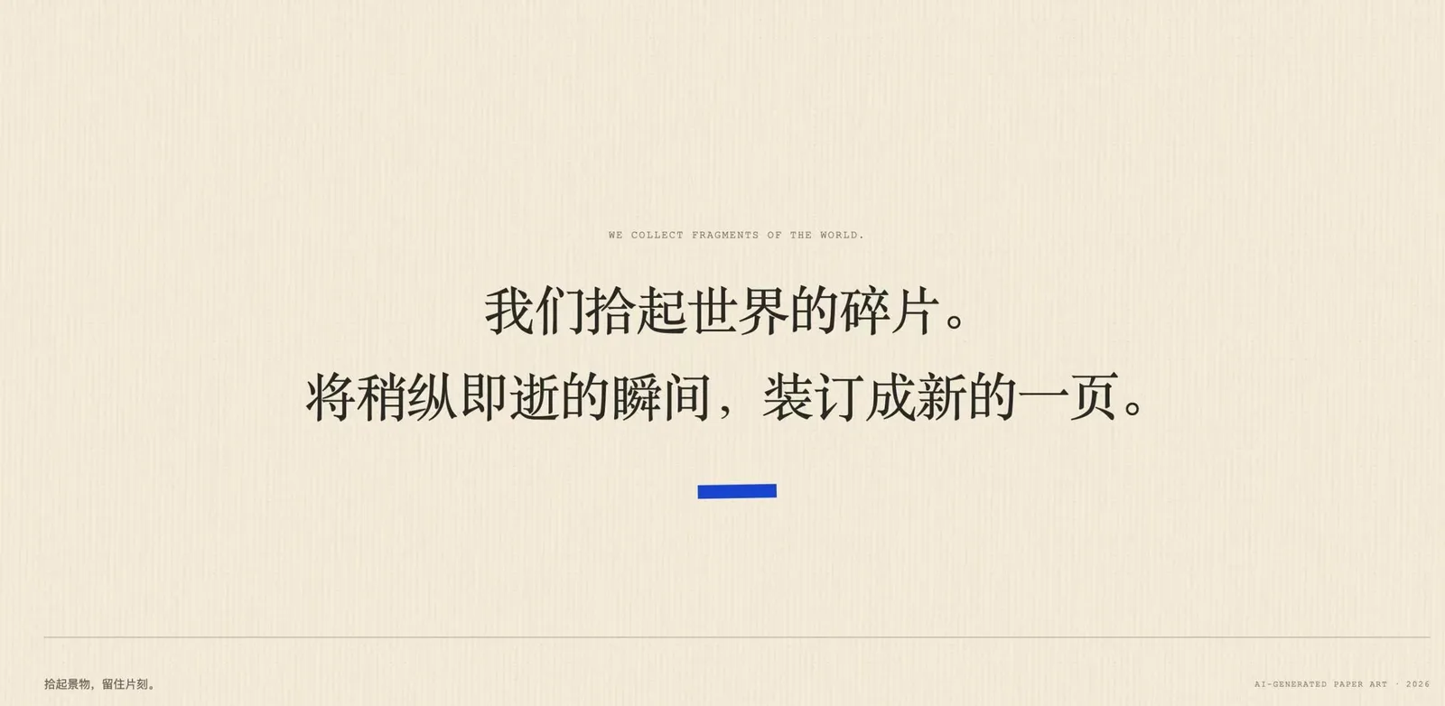 我们捡起世界的碎片,将稍纵即逝的瞬间装订成新的一页