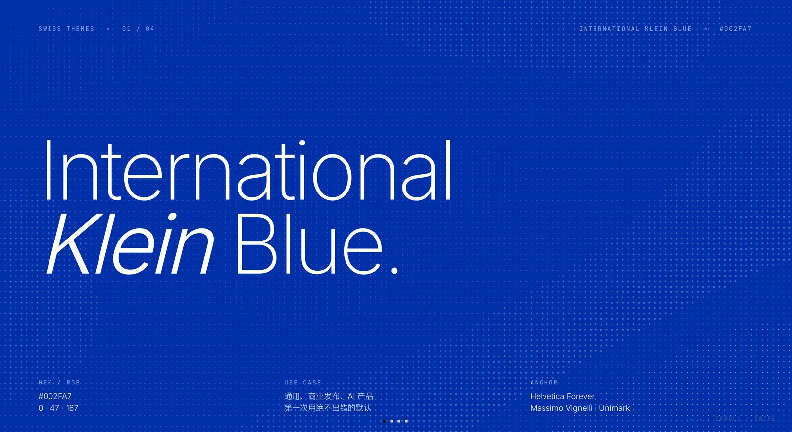 Klein Blue Swiss Theme Preview