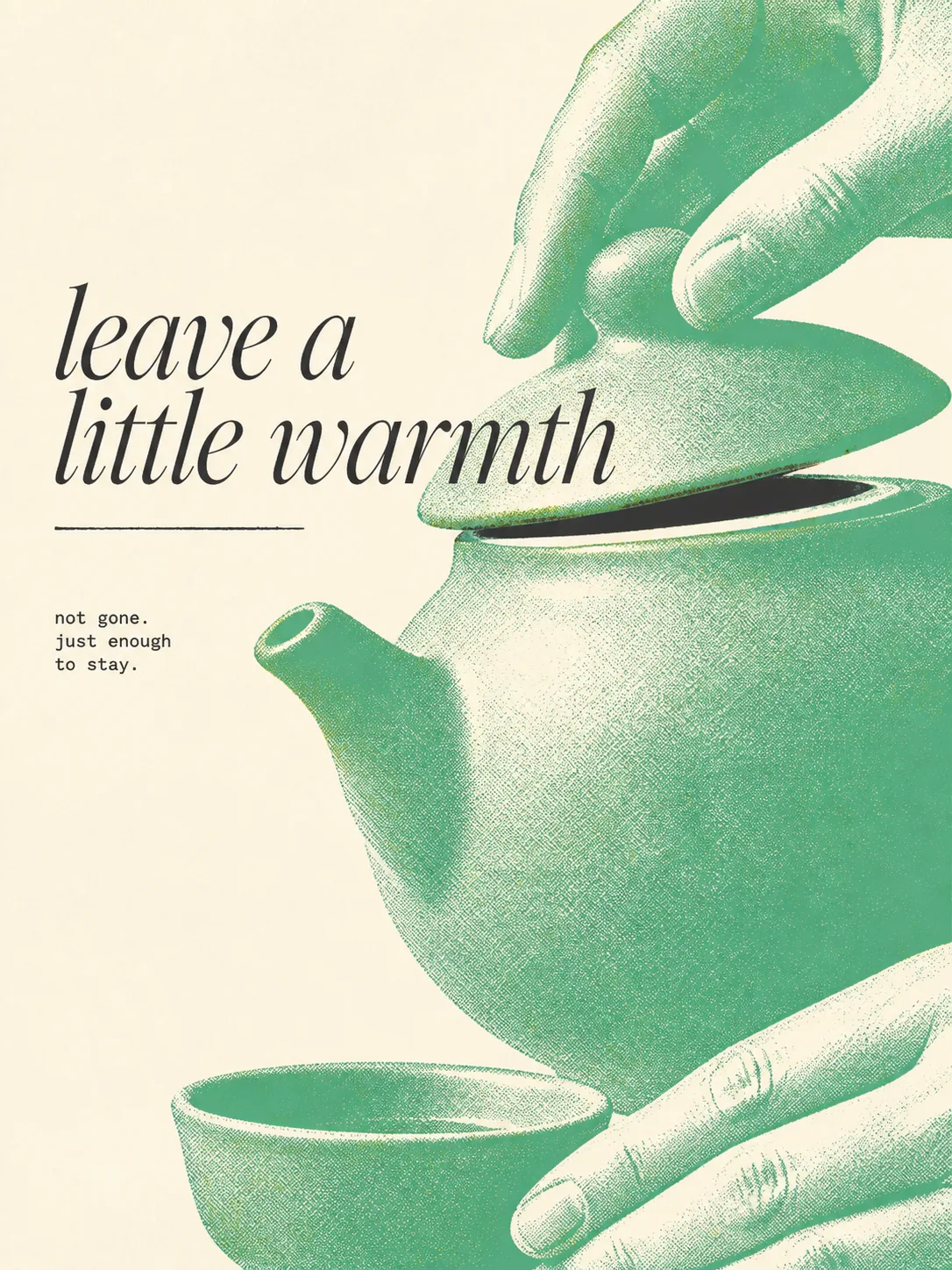 Green halftone teapot editorial poster