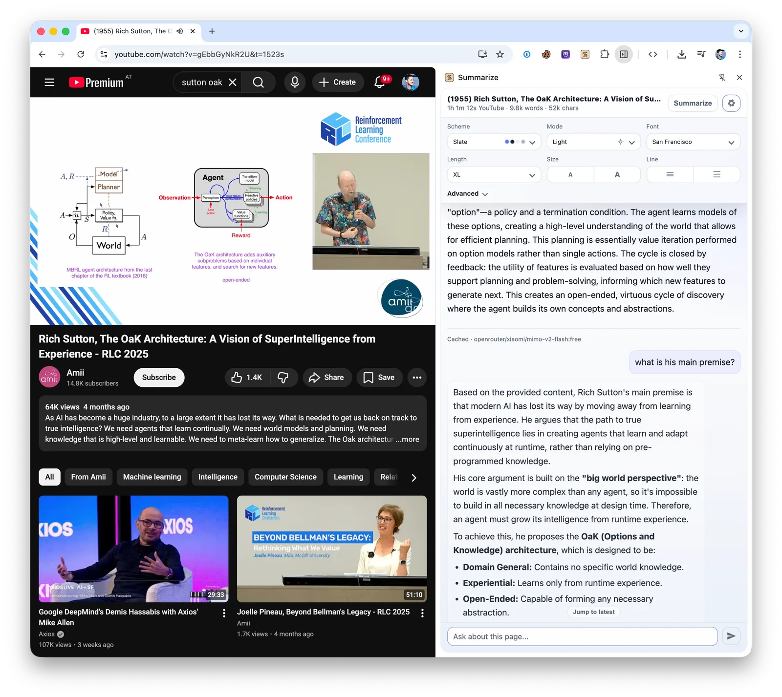 Summarize extension screenshot