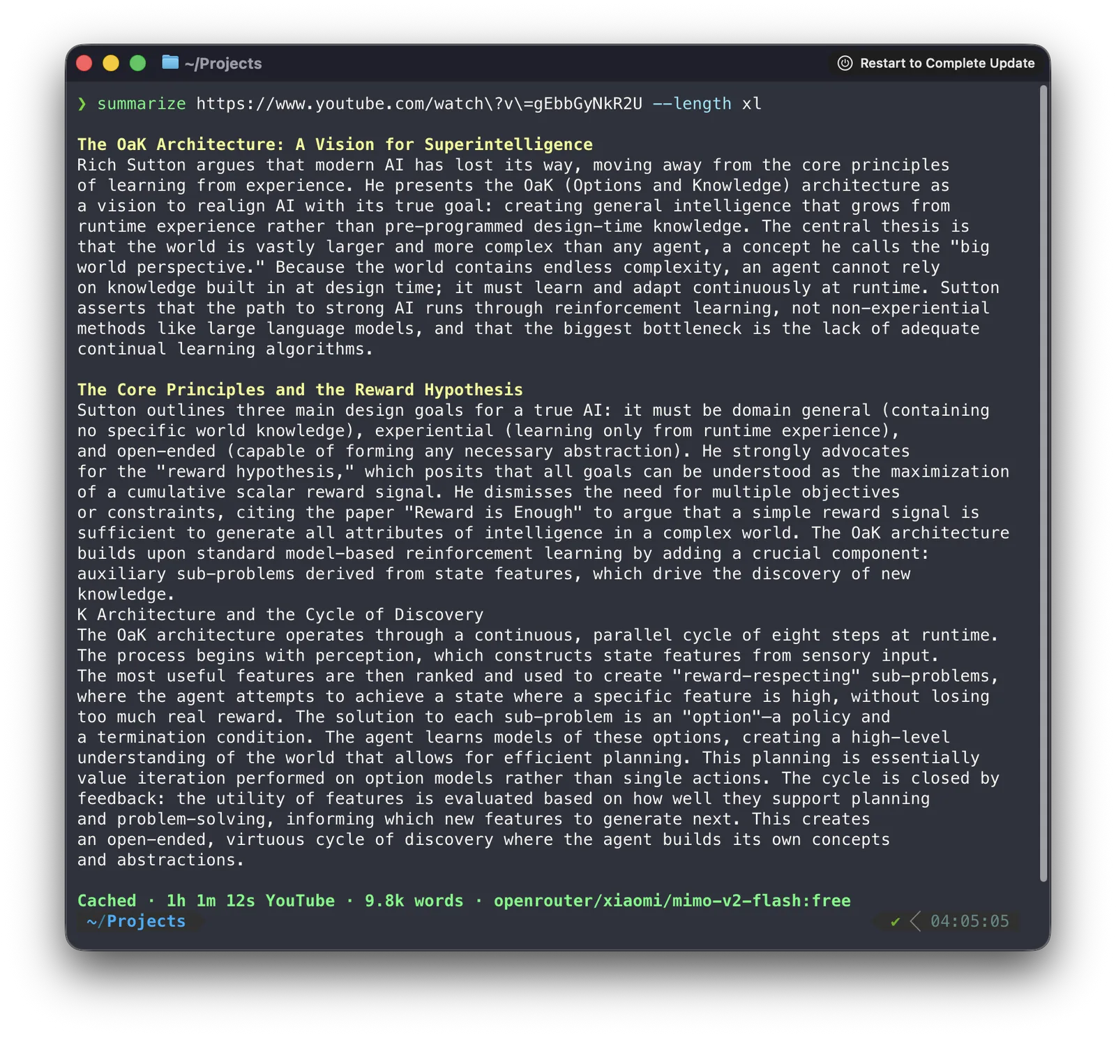 Summarize CLI screenshot